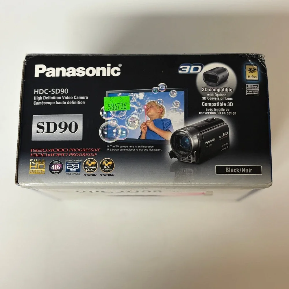 Panasonic HDC-SD90 Full HD 1080p Camcorder 3D Compatible Black SD90KCP OPEN BOX